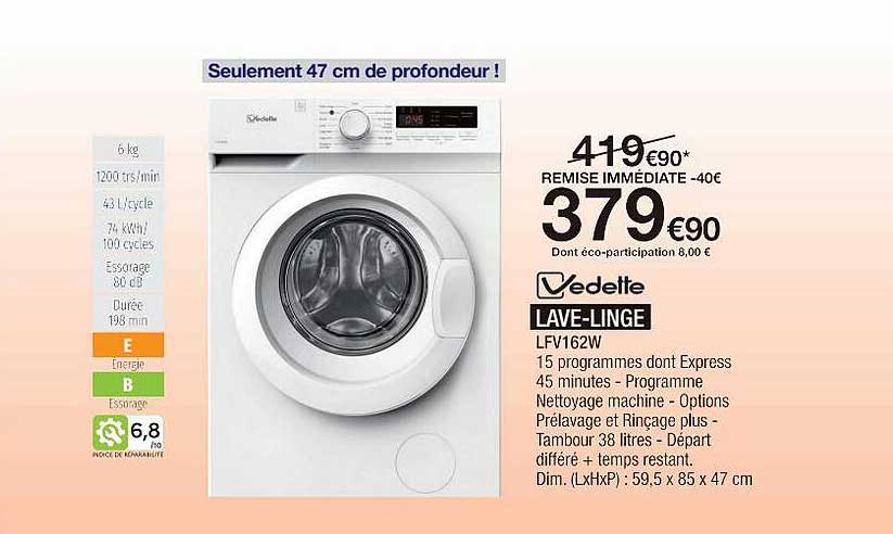 lave-linge lfv162w vedette