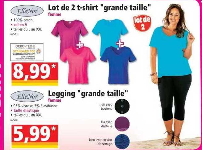 lot de 2 t-shirt "grande taille" elleNor, legging "grande taille" elleNor