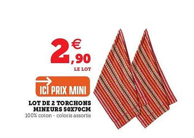 Lot De 2 Torchons Mineurs 50 X 70cm