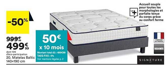 matelas baltic 140x190cm signature