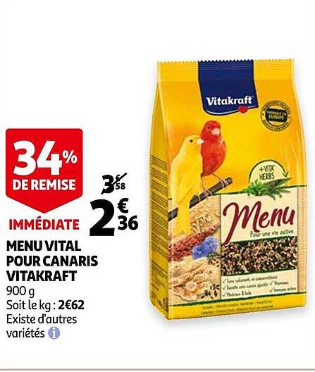 menu vital pour canaris vitakraft