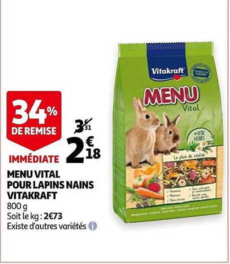 menu vital pour lapins nains vitakraft