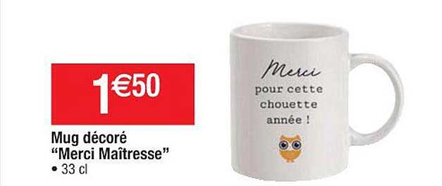 mug décoré "merci maîtresse"