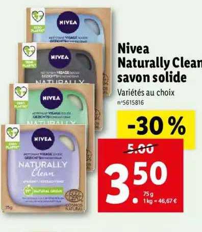 nivea naturally clean savon solide