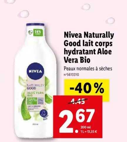 nivea naturally good lait corps hydratant aloé vera bio