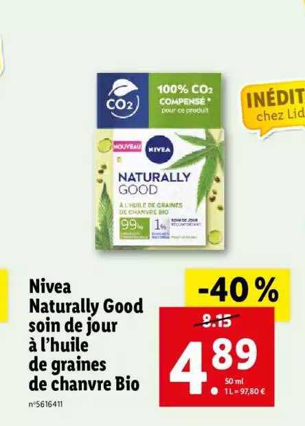 nivea naturally good soin de jour à l'huile de graines de chanvre bio