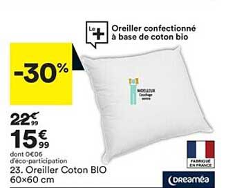oreiller coton bio 60x60cm dreaméa
