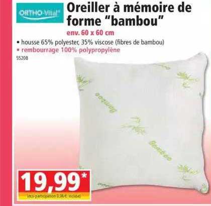 ortho-vital oreiller à mémoire de forme "bambou"