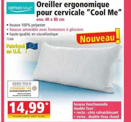 ortho-vital oreiller ergonomique pour cervicale "cool me"