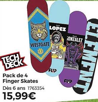 pack de 4 finger skates tech deck