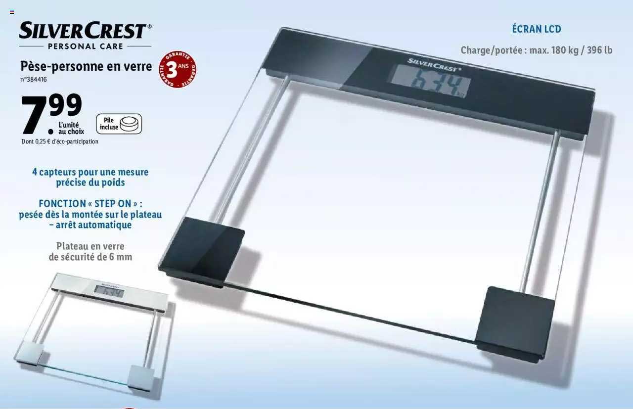 pèse-personne en verre silvercrest