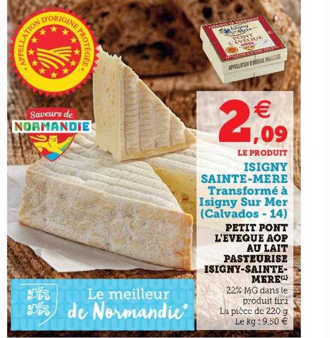 petit pont l'évêque aop au lait pasteurisé isigny-sainte mère