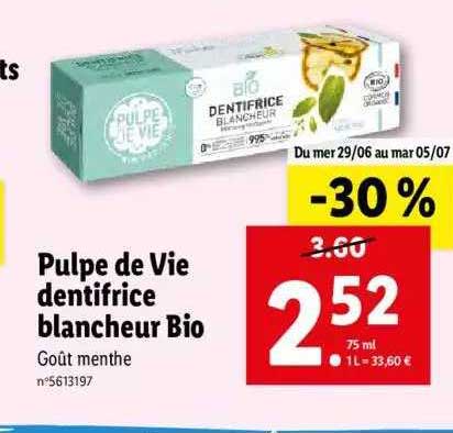 Pulpe De Vie Dentifrice Blancheur Bio