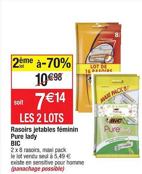 rasoirs jetables féminin pure lady bic