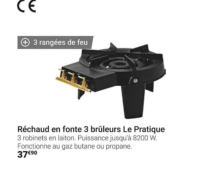 réchaud en fonte 3 brûleurs le pratique