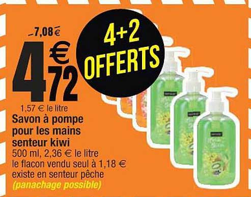 savon à pompe pour les mains senteur kiwi