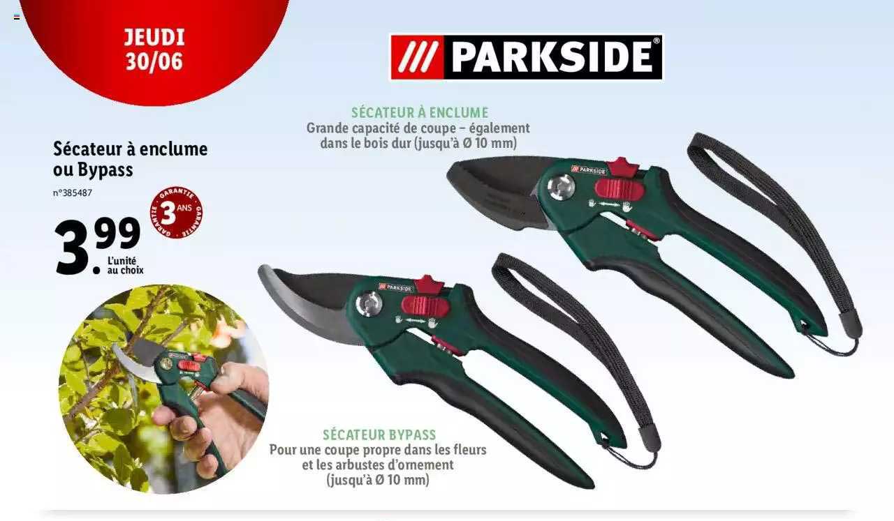 sécateur à enclume ou bypass parkside