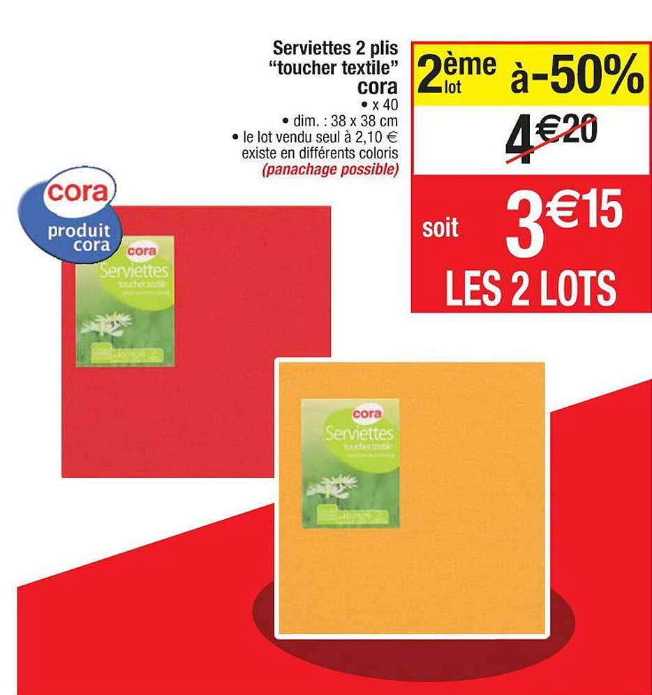 serviettes 2 plis "toucher textile" cora