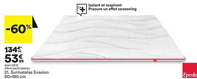 surmatelas evasion 90x190cm epeda