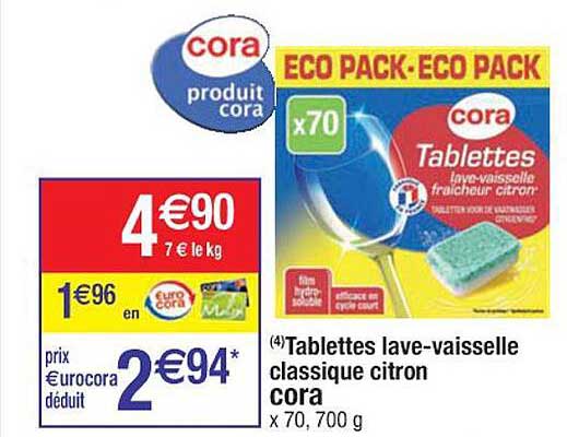 tablettes lave-vaisselle classique citron cora