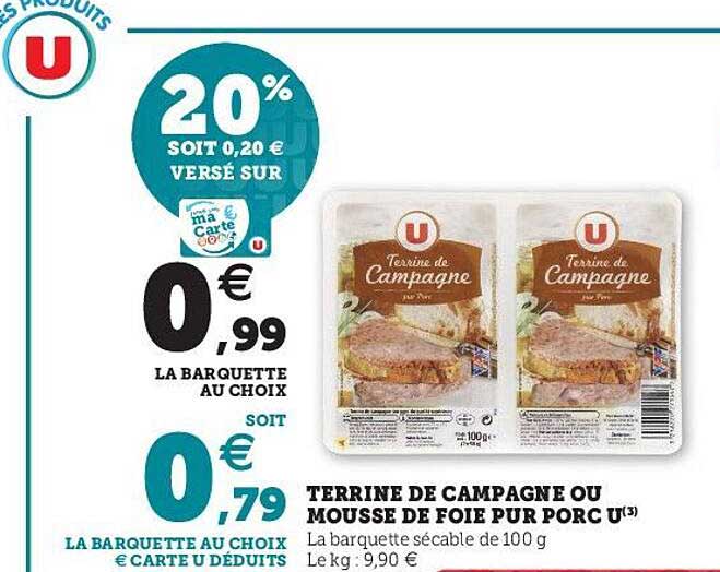 terrine de compagne mousse de fousse de foie pur porc u