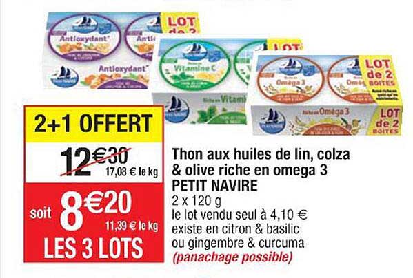 thon aux huiles de lin, colza & olive riche en omega 3 petit navire