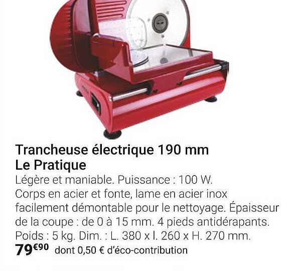 Trancheuse électrique 190 Mm Le Pratique