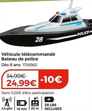 véhicule télécommandé bateau de police