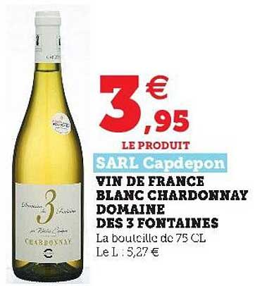 vin de france blanc chardonnay domaine de 3 fontaines