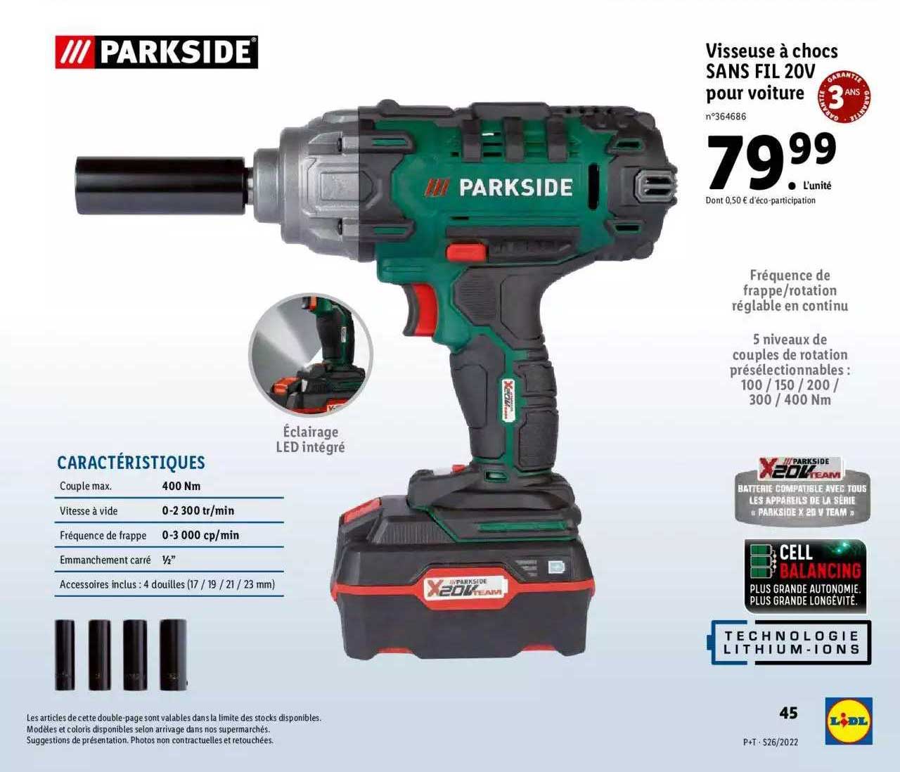 visseuse à chocs sans fil 20v pour voiture parkside