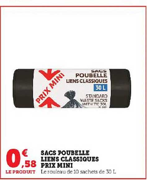 sacs poubelle liens classiques prix mini