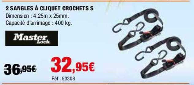 2 sangles à cliquet crochets s master lock