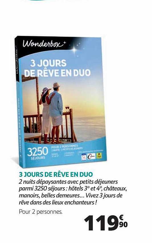 3 jours de rêve en duo wonderbox