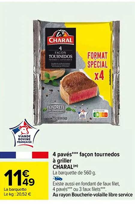 4 pavés façon tournedos à griller charal
