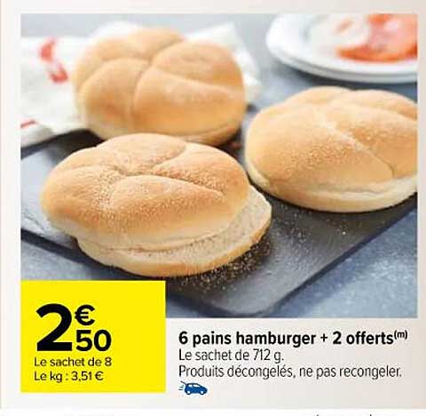 6 Pains Hamburger + 2 Offerts