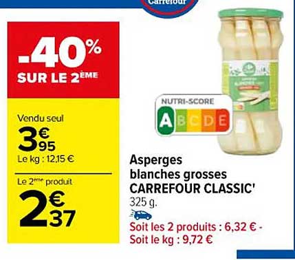 asperges blanches grosses carrefour classic