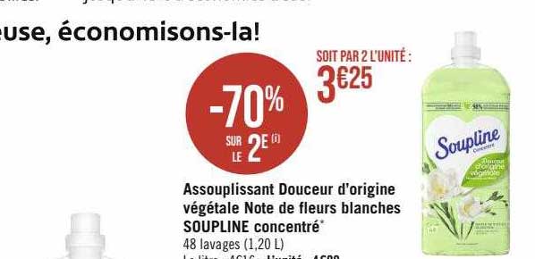 assouplissant douceur d'origine végétale note de fleurs blanches soupline concentré