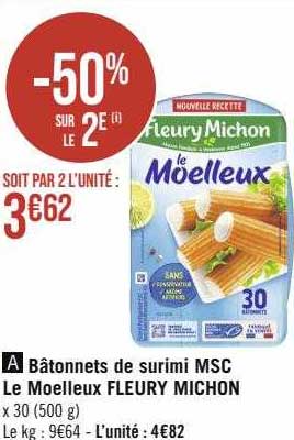 bâtonnets de surimi msc le moelleux fleury michon