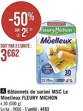 bâtonnets de surimi msc le moelleux fleury michon