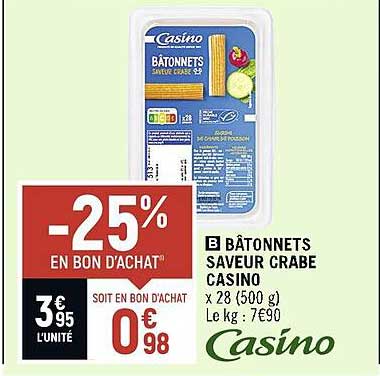 Bâtonnets Saveur Crabe Casino