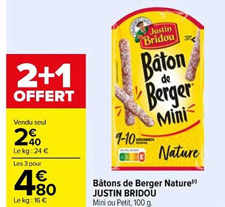 bâtons de berger nature justin bridou