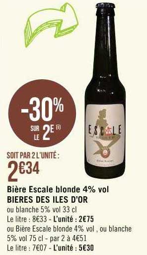 Bière Escale Blonde 4% Vol Bières Des îles D'or