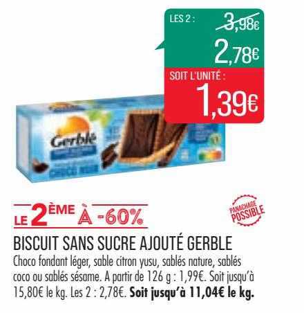 biscuit sans sucre ajouté gerble