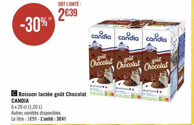 boisson lactée goût chocolat candia