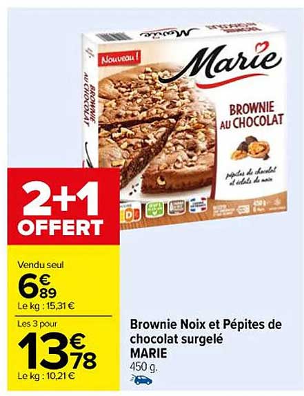 Brownie Noix De Pépites De Chocolat Surgelé Marie