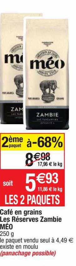 café en grains les réserves zambie méo