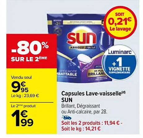 capsules lave-vaisselle sun