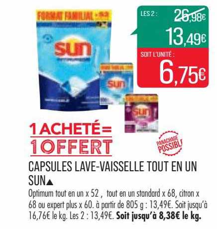 capsules lave-vaisselle tout en un sun