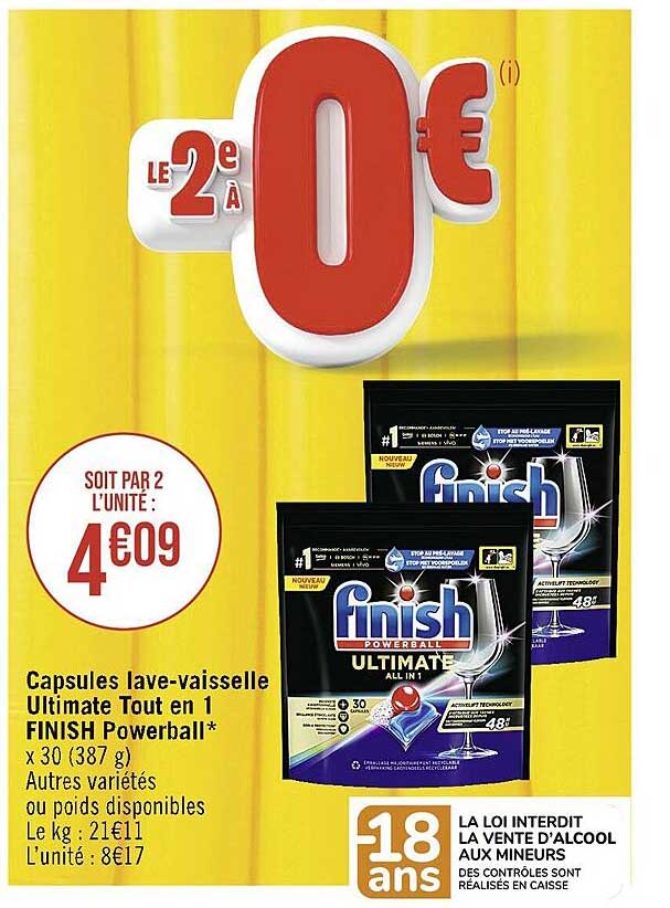capsules lave-vaisselle ultimate tout en 1 finish powerball