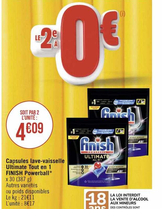 capsules lave-vaisselle ultimate tout en 1 finish powerball